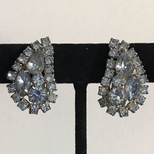 Vintage signed Weiss blue rhinestone earrings